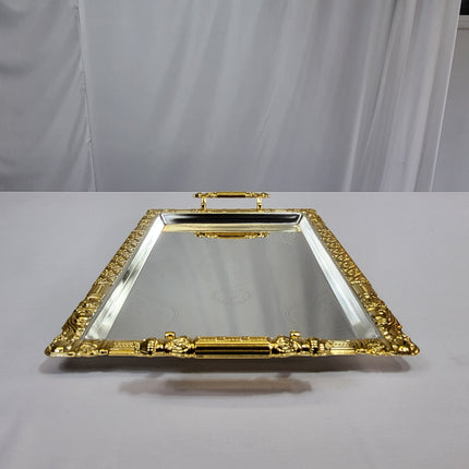 Set de 2 Bandejas Zayna con Marco Dorado y Base Espejo