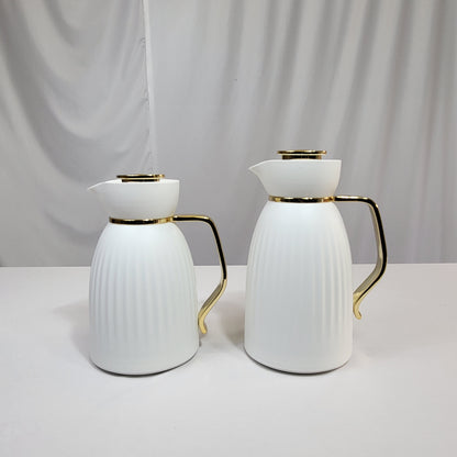 Set de 2 Termos Amina 1L + 0,6L con Asa Dorada - COLOR BLANCO