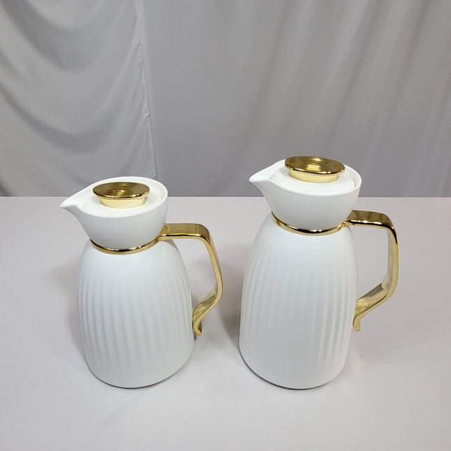 Set de 2 Termos Amina 1L + 0,6L con Asa Dorada - COLOR BLANCO