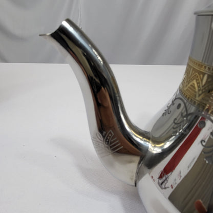 Tetera Marroquí Nadir de Acero Inoxidable con Detalle Dorado
