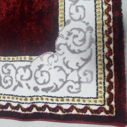 Alfombra Samba Granate con Cenefa Clásica Crema