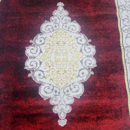 Alfombra Samba Granate con Cenefa Clásica Crema