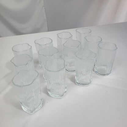 Juego de 12 Vasos de Cristal con Relieve Vertical