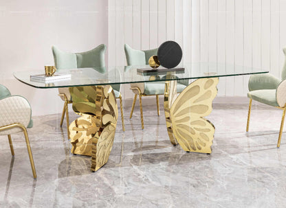 Mesa de Comedor de Diseño Contemporáneo - Cristal y Acero180x90x75 Alta calidad