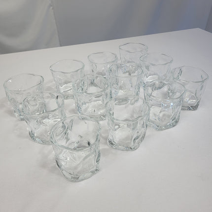 Set 12 Vasos Ondas de Vidrio Transparente Texturizado