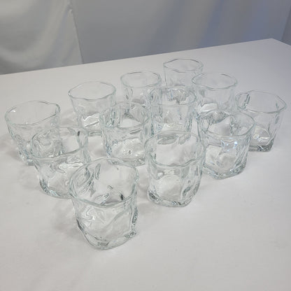 Set 12 Vasos Ondas de Vidrio Transparente Texturizado