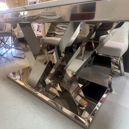 Mesa de Comedor de Diseño Contemporáneo - Mármol y Acero 180x90x75 Alta calidad