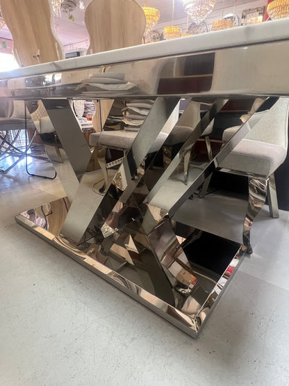 Mesa de Comedor de Diseño Contemporáneo - Mármol y Acero 180x90x75 Alta calidad