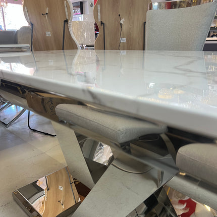 Mesa de Comedor de Diseño Contemporáneo - Mármol y Acero 180x90x75 Alta calidad
