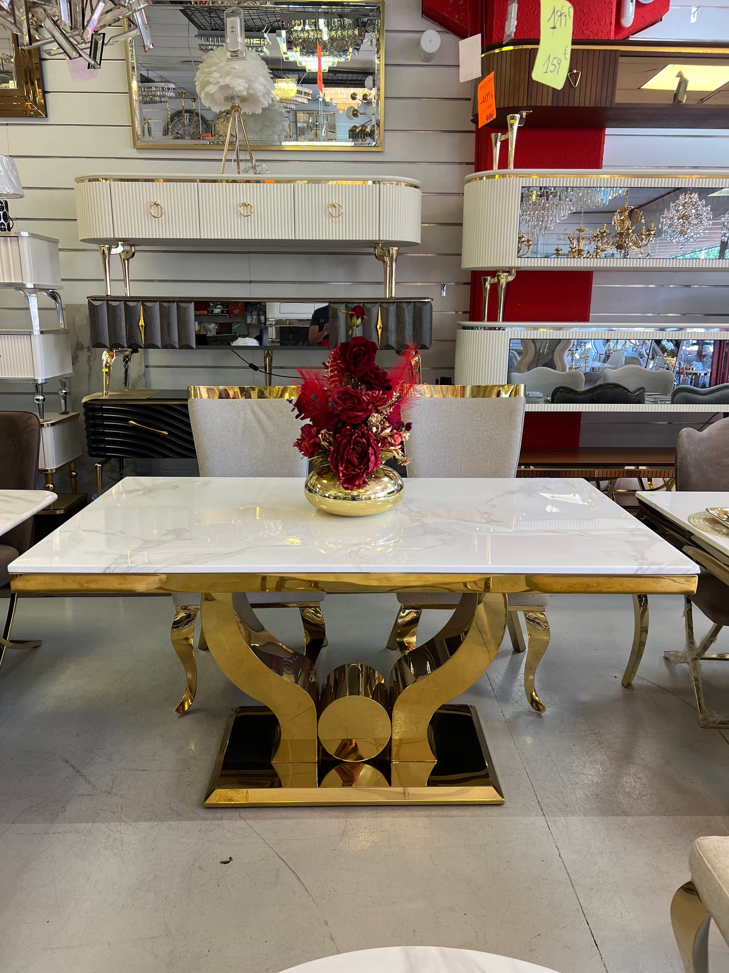 Mesa de Comedor de Diseño Contemporáneo - Marmol y Acero 160x90x75 Alta calidad