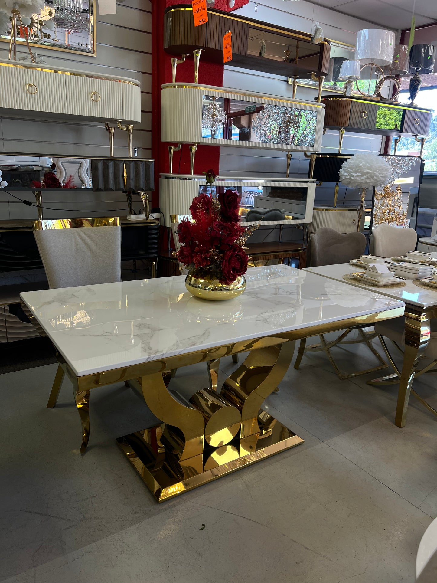 Mesa de Comedor de Diseño Contemporáneo - Marmol y Acero 160x90x75 Alta calidad