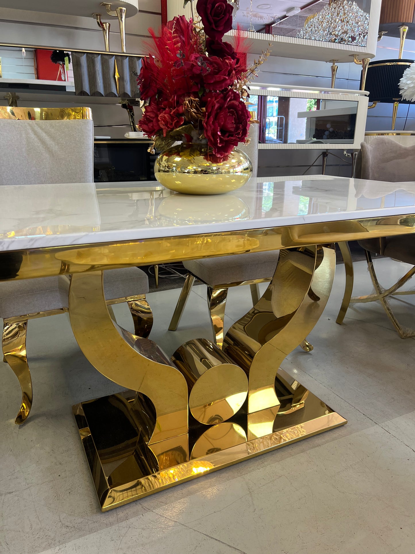 Mesa de Comedor de Diseño Contemporáneo - Marmol y Acero 160x90x75 Alta calidad