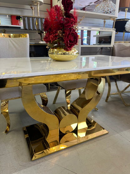Mesa de Comedor de Diseño Contemporáneo - Marmol y Acero 160x90x75 Alta calidad