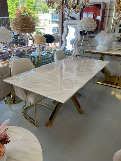 Mesa de Comedor de Diseño Contemporáneo - Marmol y Acero180x90x75 Alta calidad