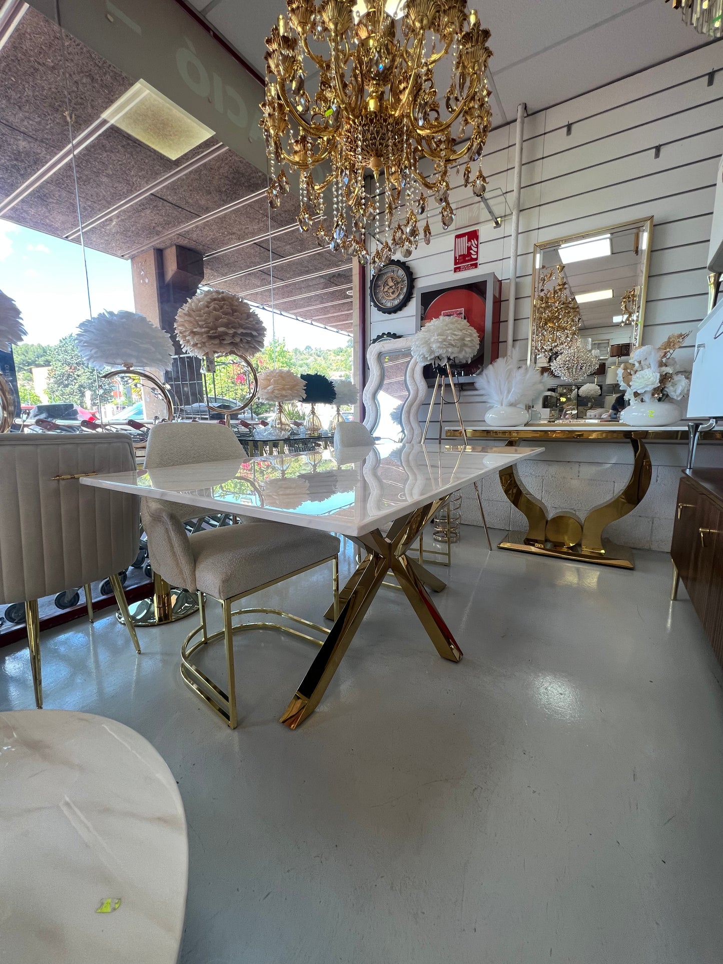 Mesa de Comedor de Diseño Contemporáneo - Marmol y Acero180x90x75 Alta calidad