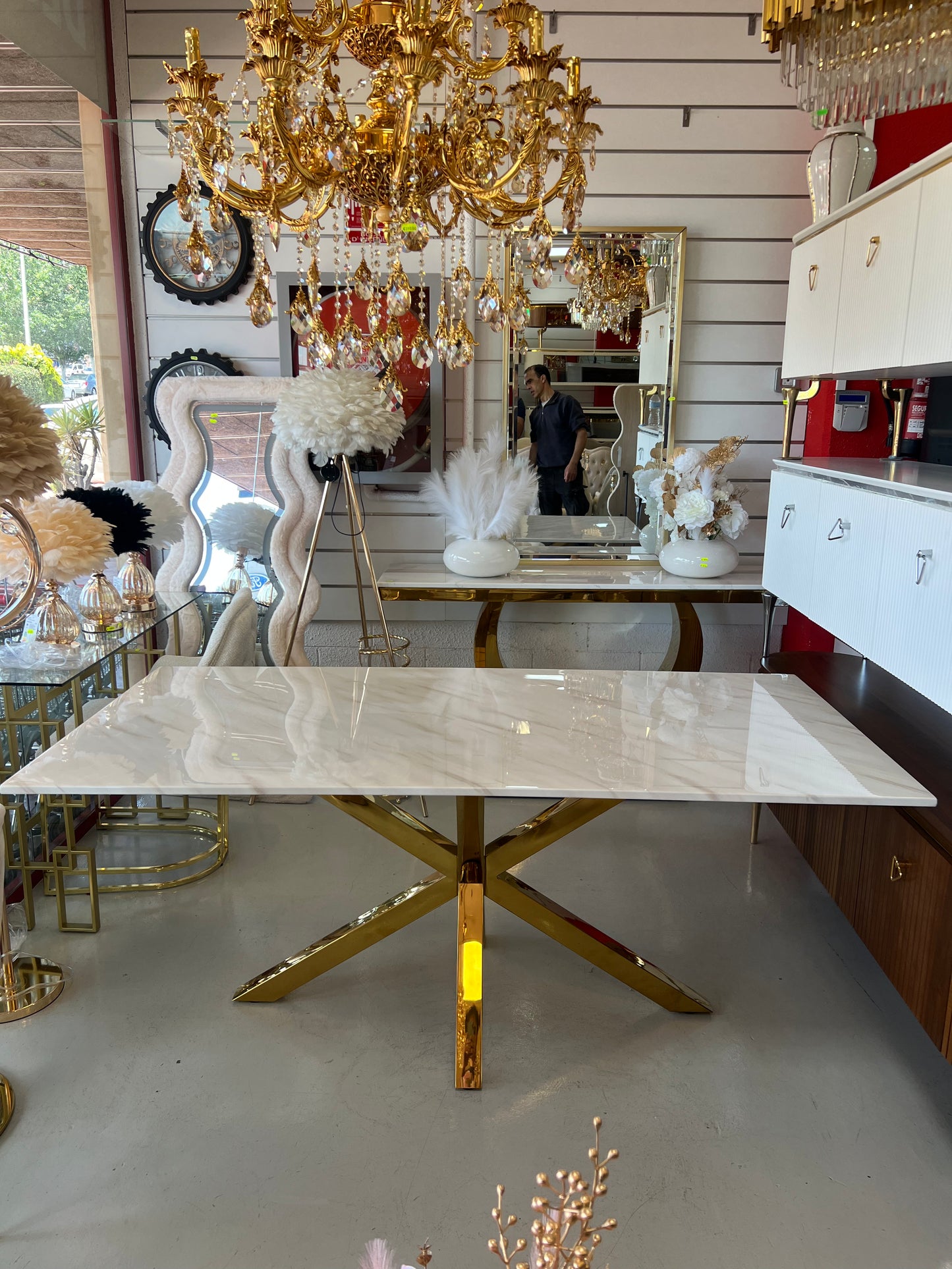 Mesa de Comedor de Diseño Contemporáneo - Marmol y Acero180x90x75 Alta calidad