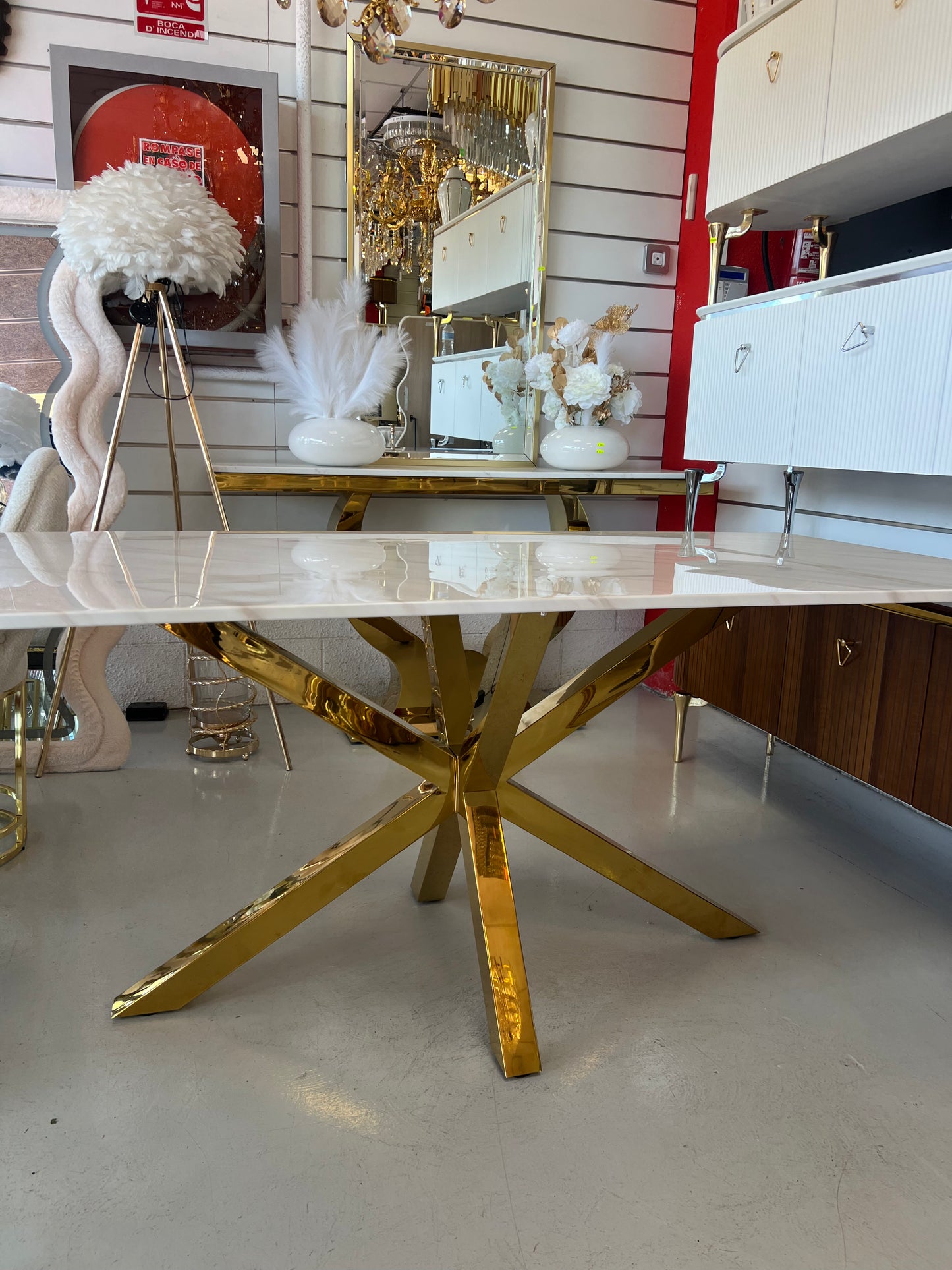 Mesa de Comedor de Diseño Contemporáneo - Marmol y Acero180x90x75 Alta calidad