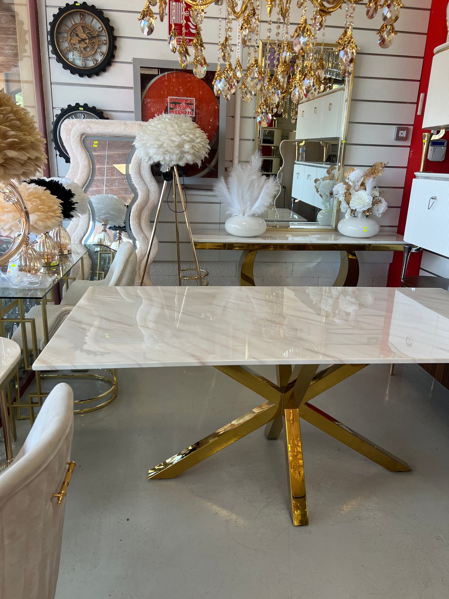 Mesa de Comedor de Diseño Contemporáneo - Marmol y Acero180x90x75 Alta calidad