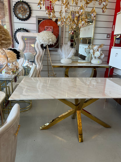 Mesa de Comedor de Diseño Contemporáneo - Marmol y Acero180x90x75 Alta calidad