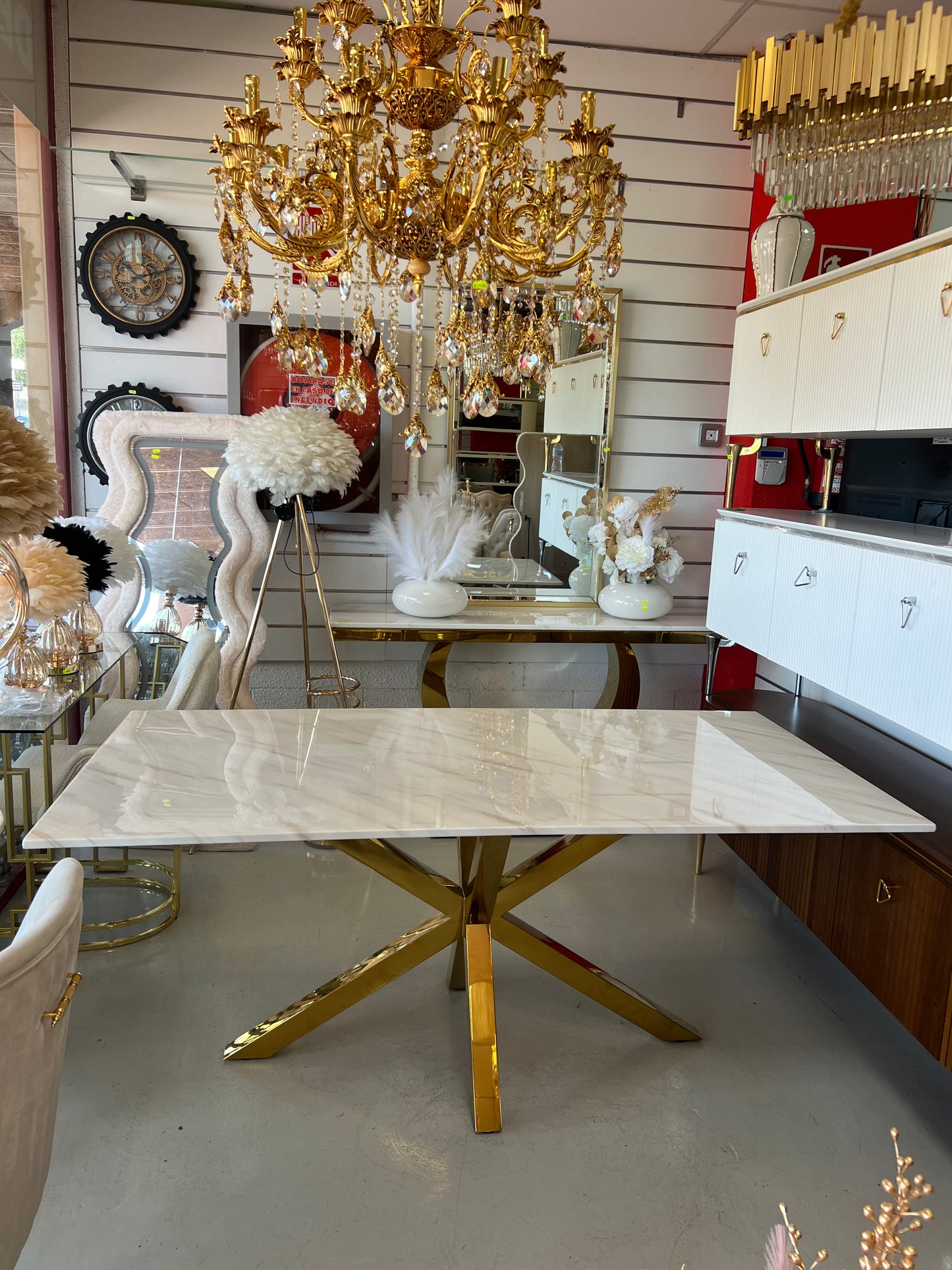 Mesa de Comedor de Diseño Contemporáneo - Marmol y Acero180x90x75 Alta calidad