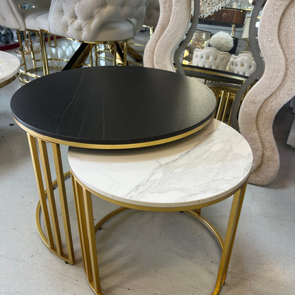 Set 2 mesas de centro con base de MDF efecto mármol