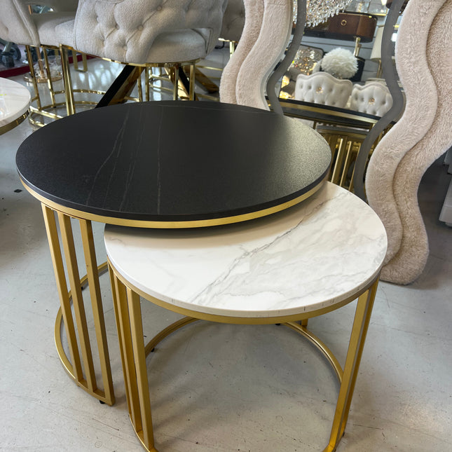 Set 2 mesas de centro con base de MDF efecto mármol