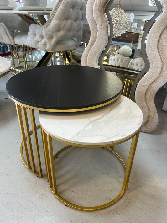 Set 2 mesas de centro con base de MDF efecto mármol