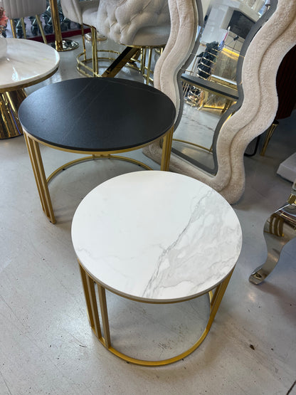 Set 2 mesas de centro con base de MDF efecto mármol