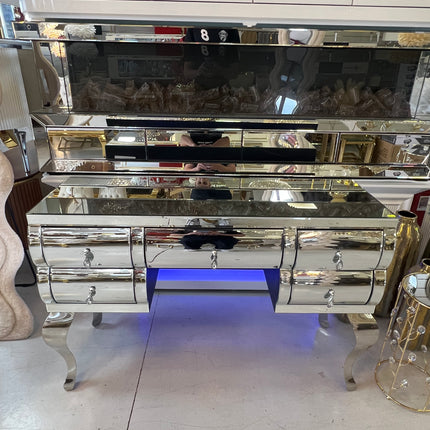 Cómoda de cristal con 5 cajoneras 4 patas de metal