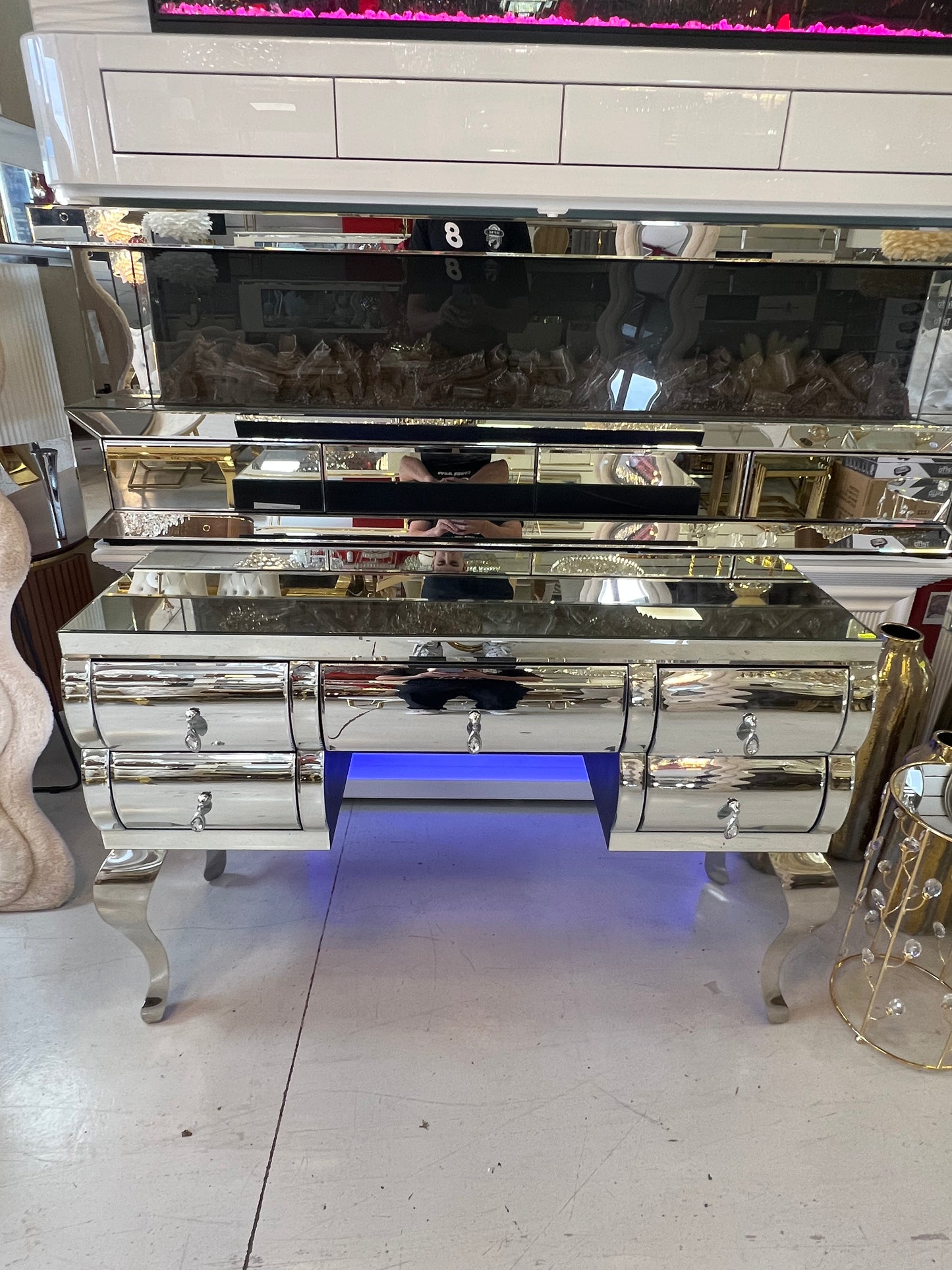 Cómoda de cristal con 5 cajoneras 4 patas de metal