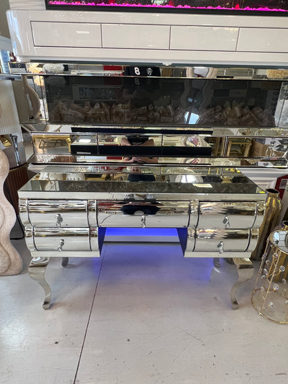 Cómoda de cristal con 5 cajoneras 4 patas de metal