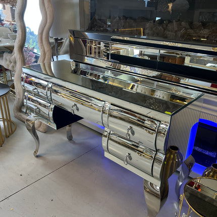 Cómoda de cristal con 5 cajoneras 4 patas de metal
