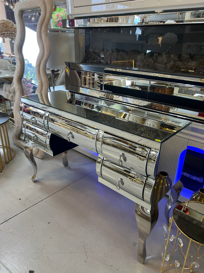 Cómoda de cristal con 5 cajoneras 4 patas de metal