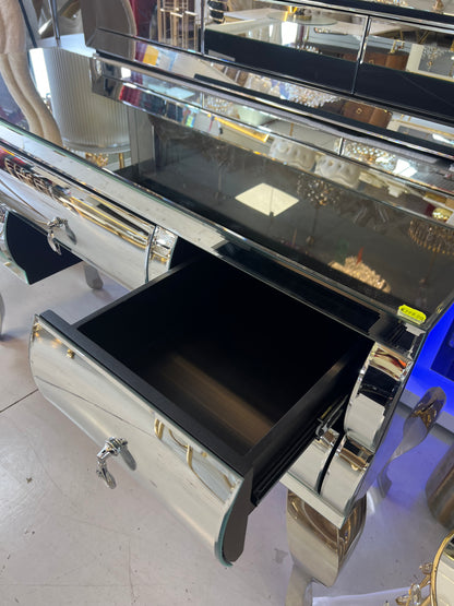 Cómoda de cristal con 5 cajoneras 4 patas de metal