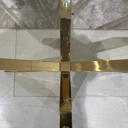 Mesa de centro de cristal y patas acero inoxidable dorado