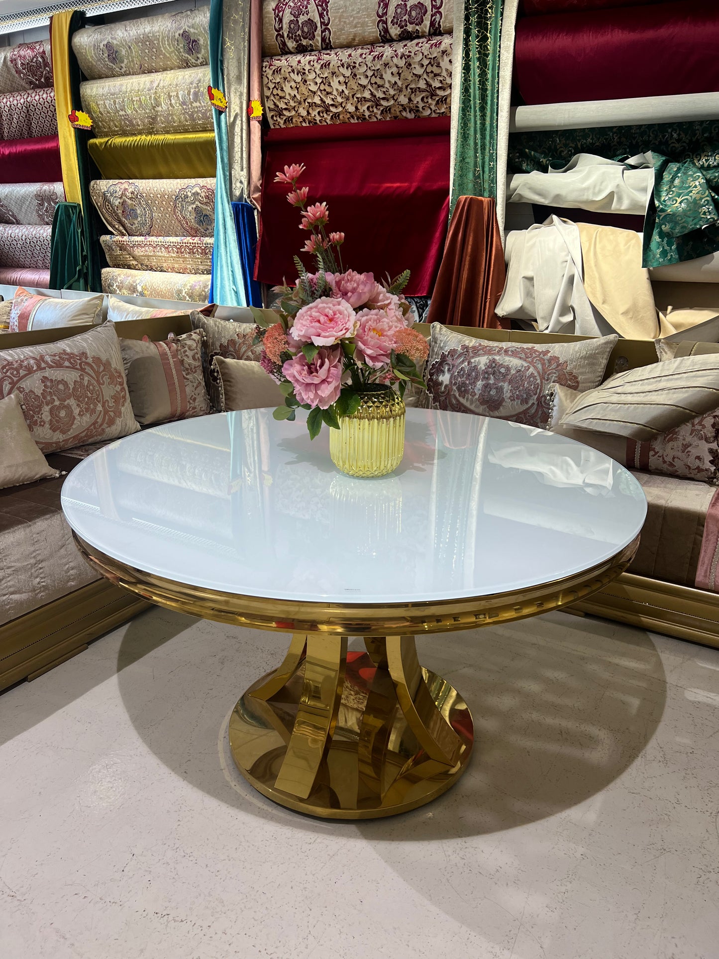 Mesa de Comedor de Diseño Contemporáneo - Cristal blanco y Acero 130x75 Alta calidad