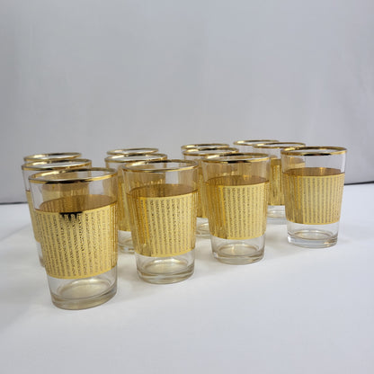 Set 12 Vasos Doré Line de Cristal con Diseño Dorado