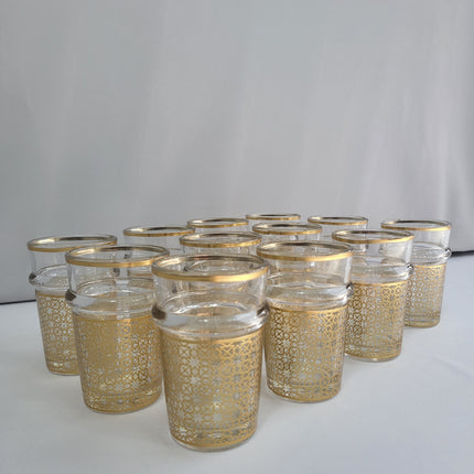 Set 12 Vasos Zellige Dorado de Cristal Estilo Marroquí