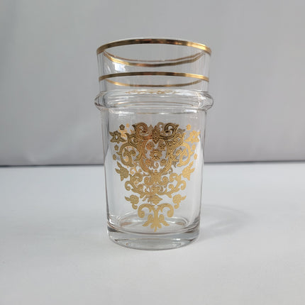 Set 12 Vasos Sultán de Cristal con Decorado Dorado