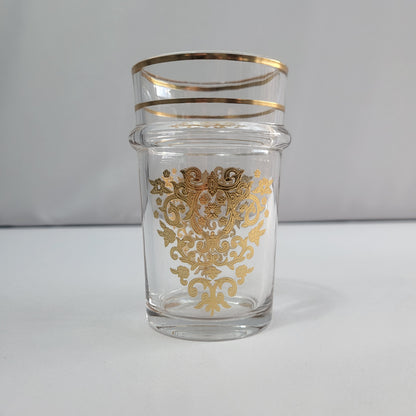 Set 12 Vasos Sultán de Cristal con Decorado Dorado