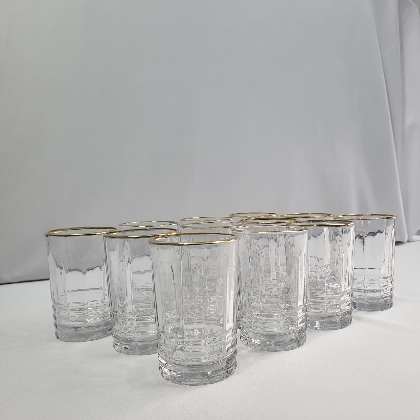 Set 12 Vasos Aurea de Cristal con Borde Dorado