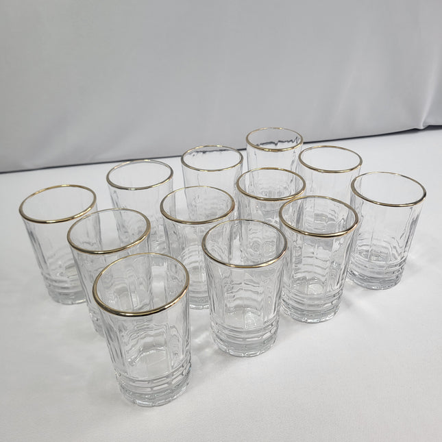 Set 12 Vasos Aurea de Cristal con Borde Dorado