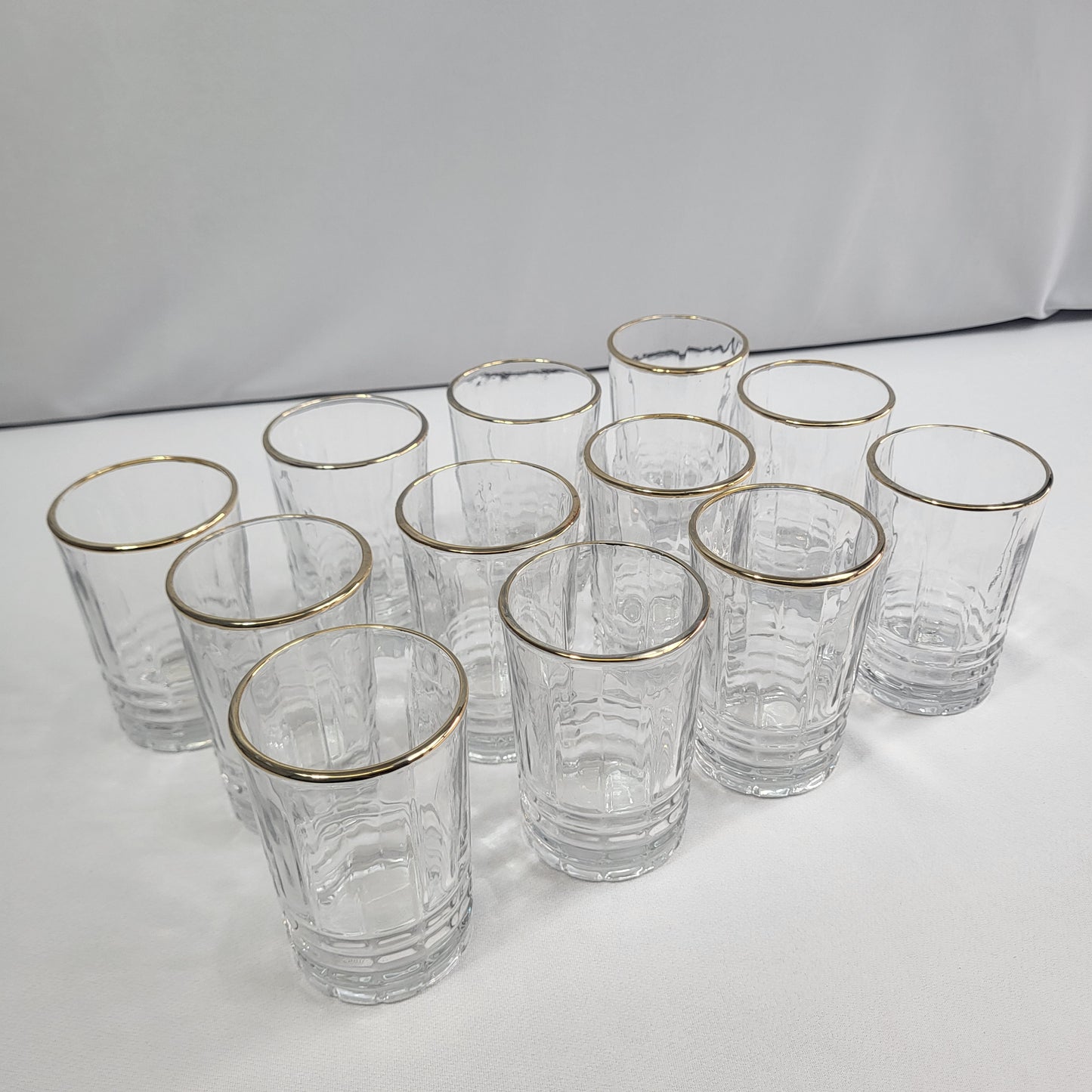 Set 12 Vasos Aurea de Cristal con Borde Dorado