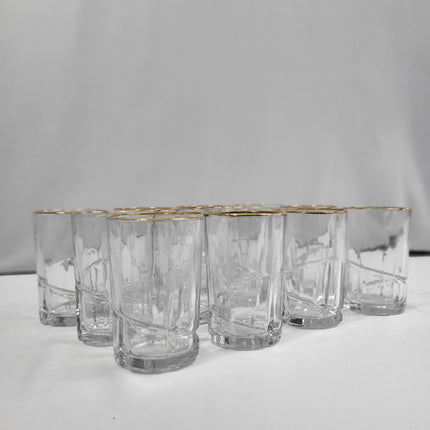 Set 12 Vasos Cristal IS con Borde Dorado