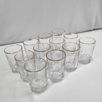 Set 12 Vasos Cristal IS con Borde Dorado