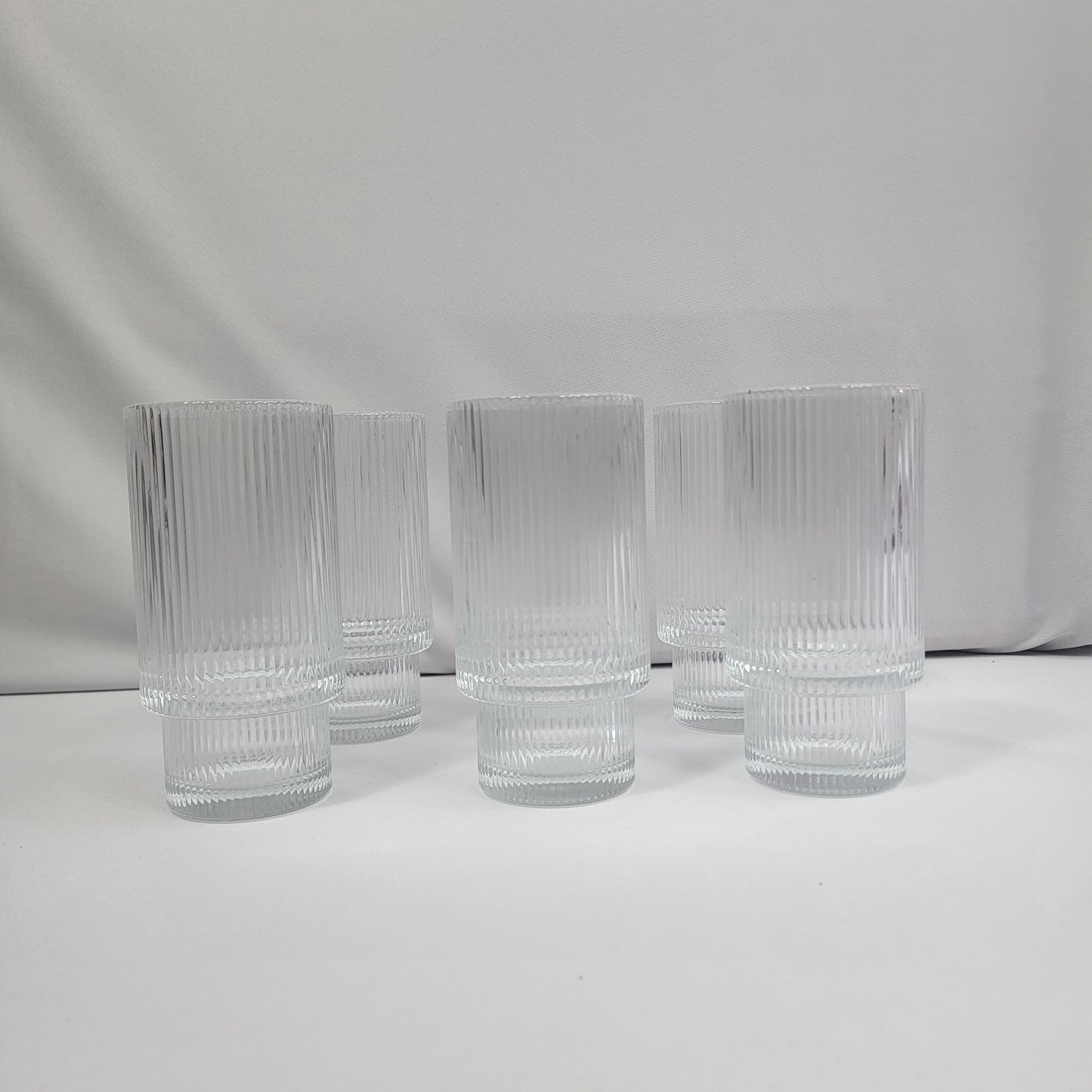 Set 6 Vasos Lines de Cristal Estriado Transparente