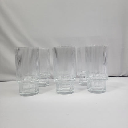 Set 6 Vasos Lines de Cristal Estriado Transparente