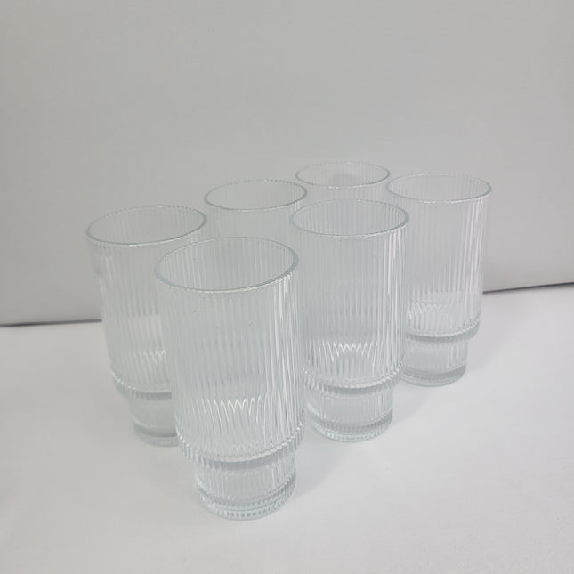 Set 6 Vasos Lines de Cristal Estriado Transparente