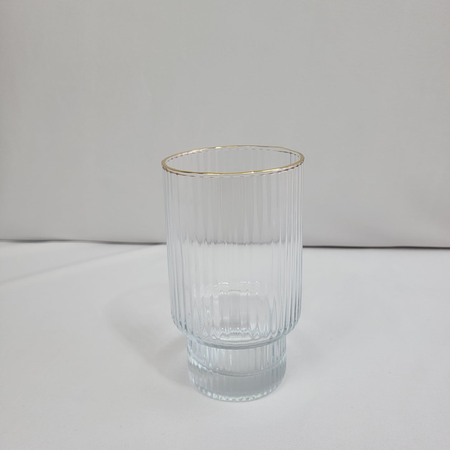 Set de 6 Vasos de Cristal Acanalado con Borde Dorado