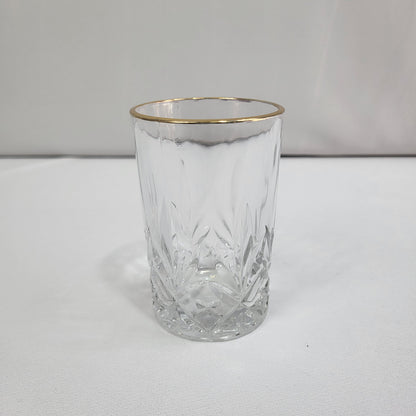 Set de 6 Vasos de Cristal Tallado con Borde Dorado